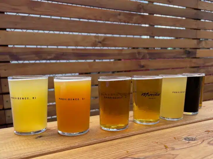 Beer flight at Moniker Brewery