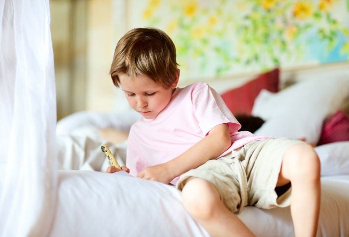 Kid travel journal writing