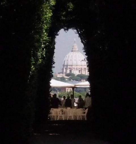 View of St. Peter's through the Knights of Malta Keyhole on the Driving Tour of Rome with Walks of Italy tour review from wetriotravel.com