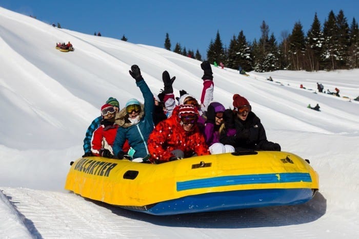 The 12 passenger snow raft at Village Vacances Valcartier outside of Quebec City is like white water rafting -- on snow!