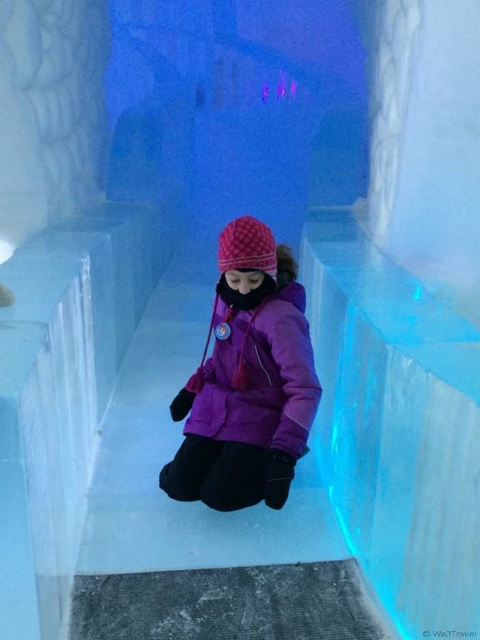 When touring the Ice Hotel, be sure to take a ride on the ice slide! Ice Hotel in Quebec | Hotel de Glace