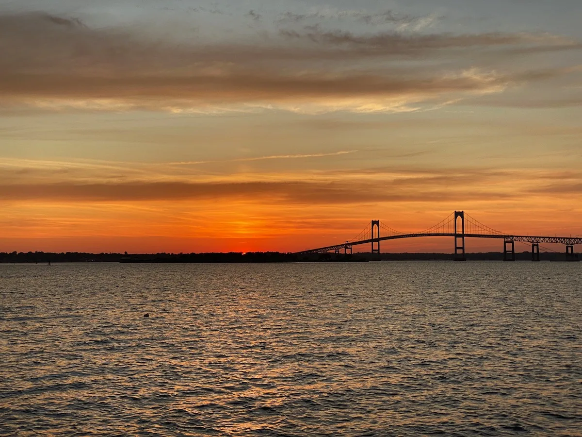 Sunset by the Pell Bridge in Newport Rhode Island