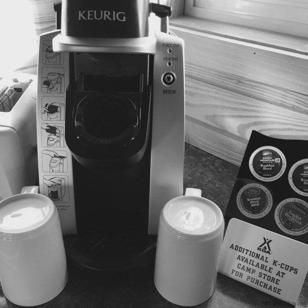 KOA Deluxe cabins include Keurig coffee makers