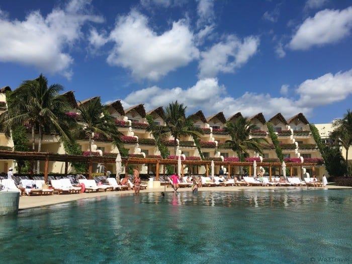 Grand Velas Ambassador building and pool in the Riviera Maya