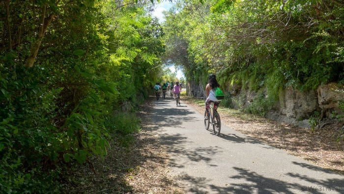 Biking on the rail trail in Bermuda