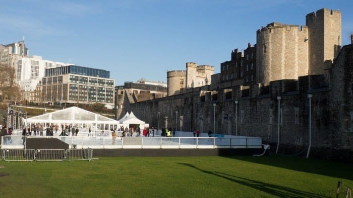 Ice skating at the Tower of London