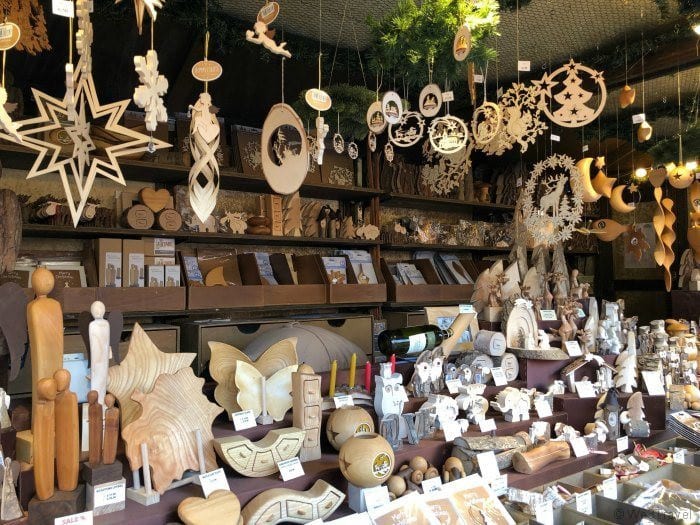 Wood carving stall in a Christmas market in London