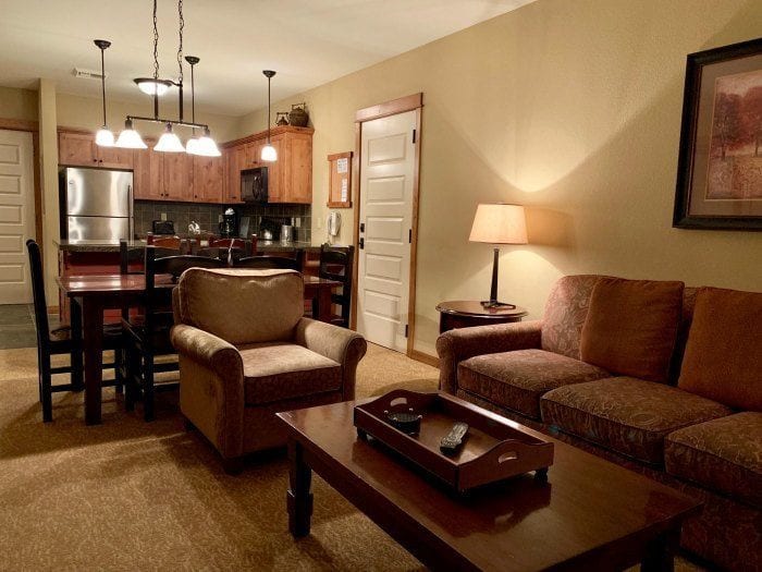 Morning Star Lodge one bedroom suite living room and kitchen