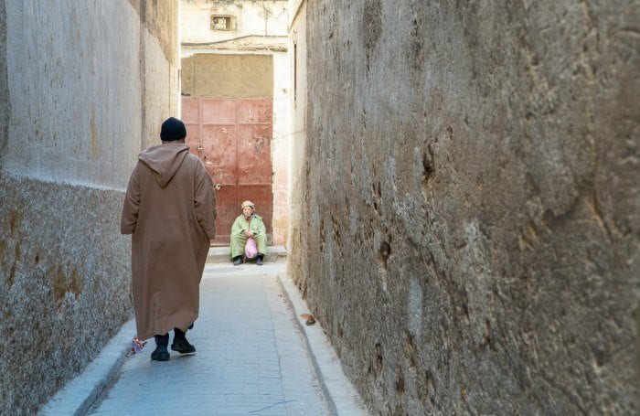man walking in the Fes medina