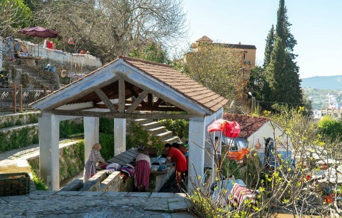 Women washing clothes at the spring in Chefchaouen