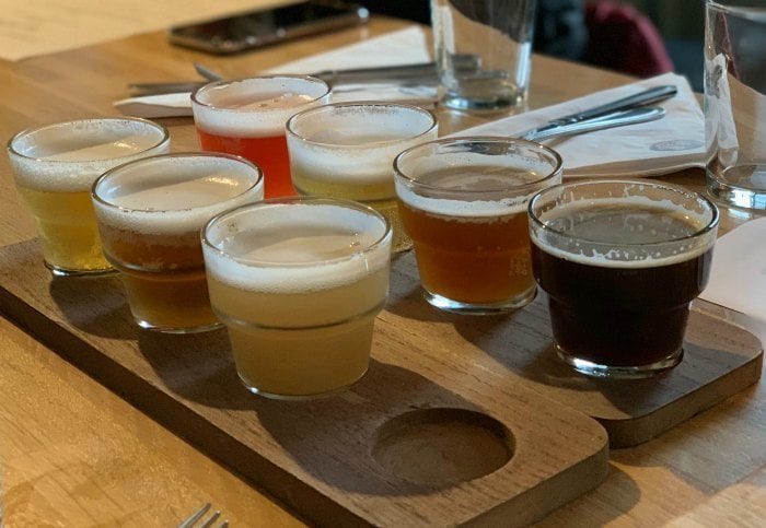 Beer flight at Walled City Brewery