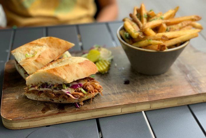 Pulled pork sandwich at Maligne Wilderness Kitchen