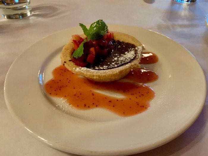 chocolate tart at Tekarra Lodge