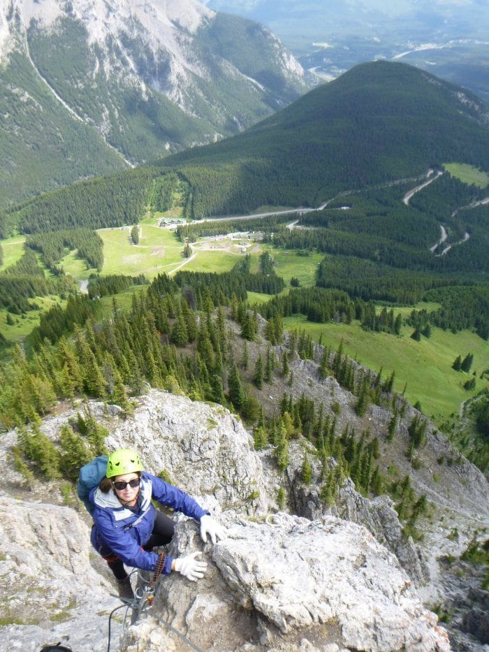 climbing to the top of Mt Norquay