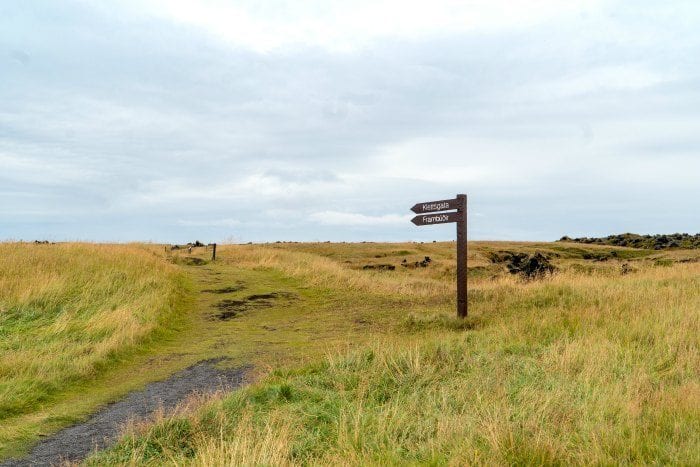 Trail signs at Budakirkja