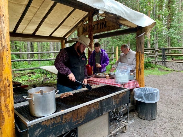 Steaks on the grill at the cowboy cookout