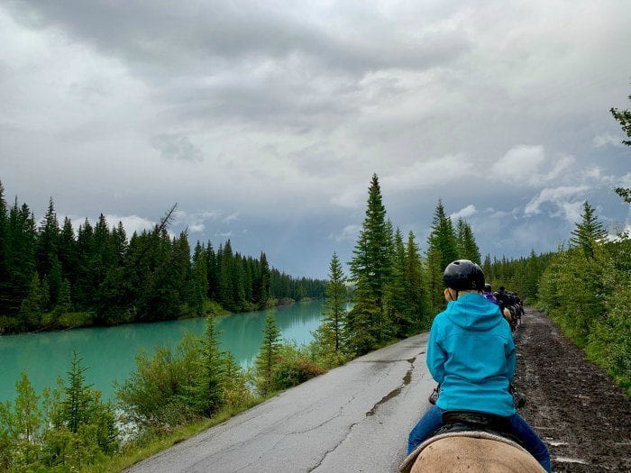 Horseback riding in Banff along the Bow River