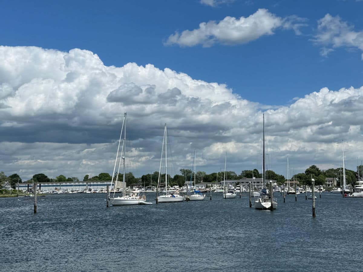 Wickford Harbor with sailboats