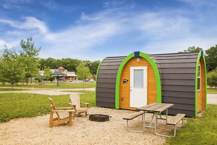 Bear Creek Campground Cub Hut camping option and fire pit