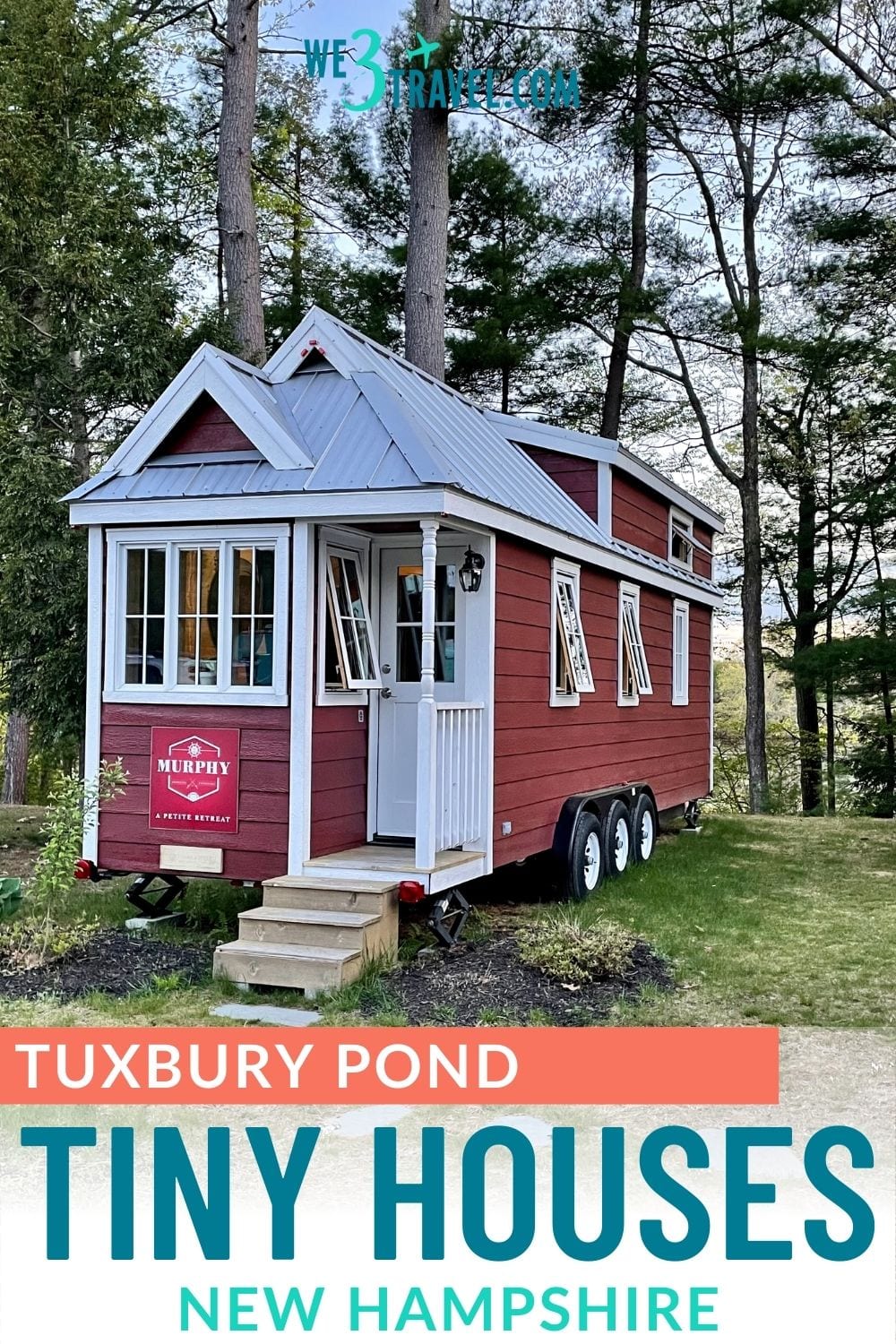 Tuxbury Tiny House Village in NH - Murphy red and white tiny house on wheels