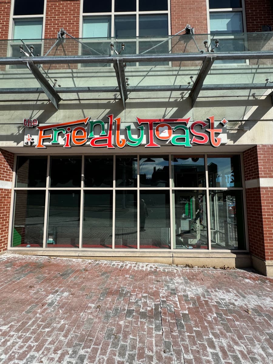 Outside of Friendly Toast in Portland Maine