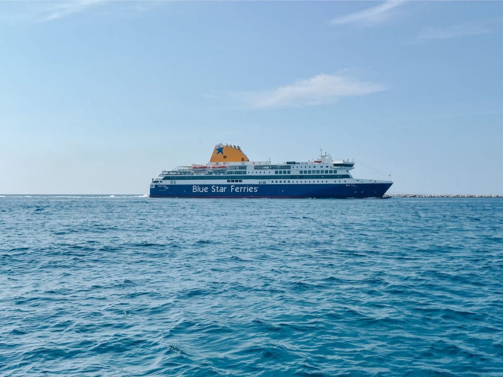 Blue star ferry on the water