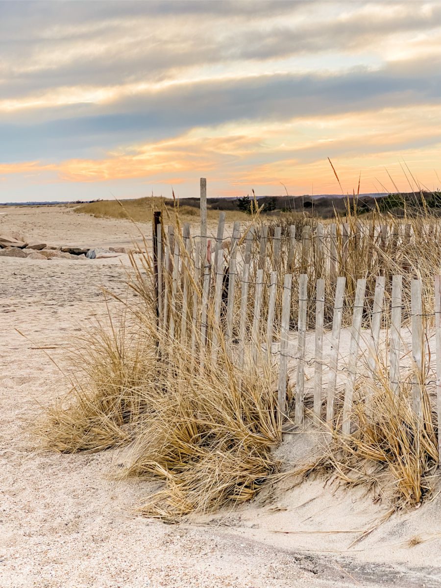 Charlestown beach dunes and sunset