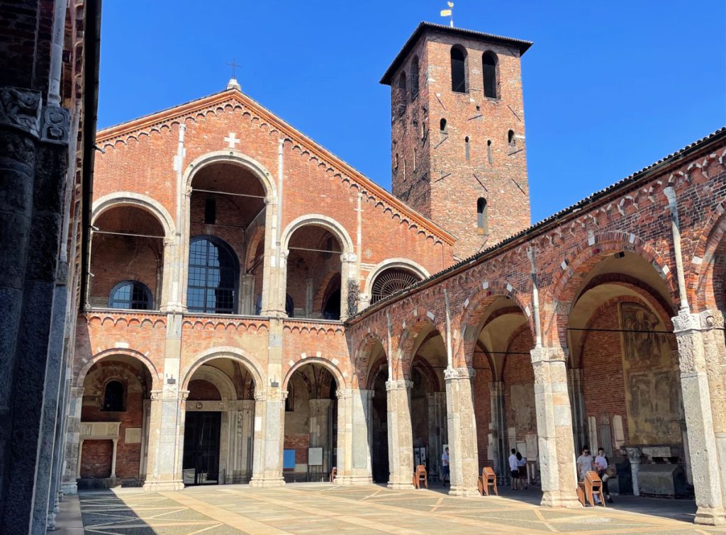 outside of the Basilica di Sant'Ambrogio in Mila