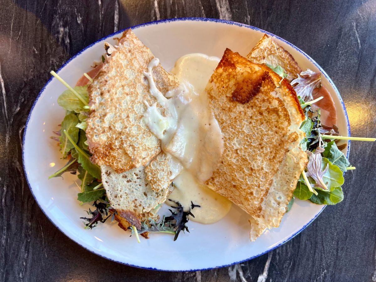 Crepes and salad at Blu Violet