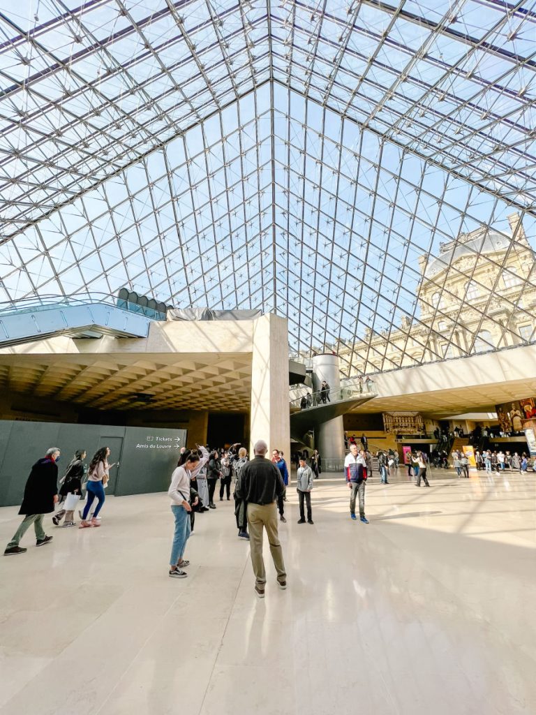 Inside the pyramid of the Louvre