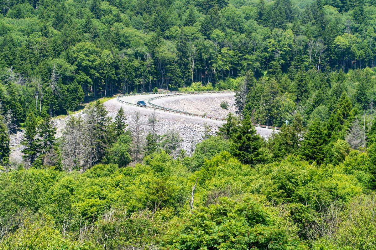 Fundy Trail Parkway with car on road
