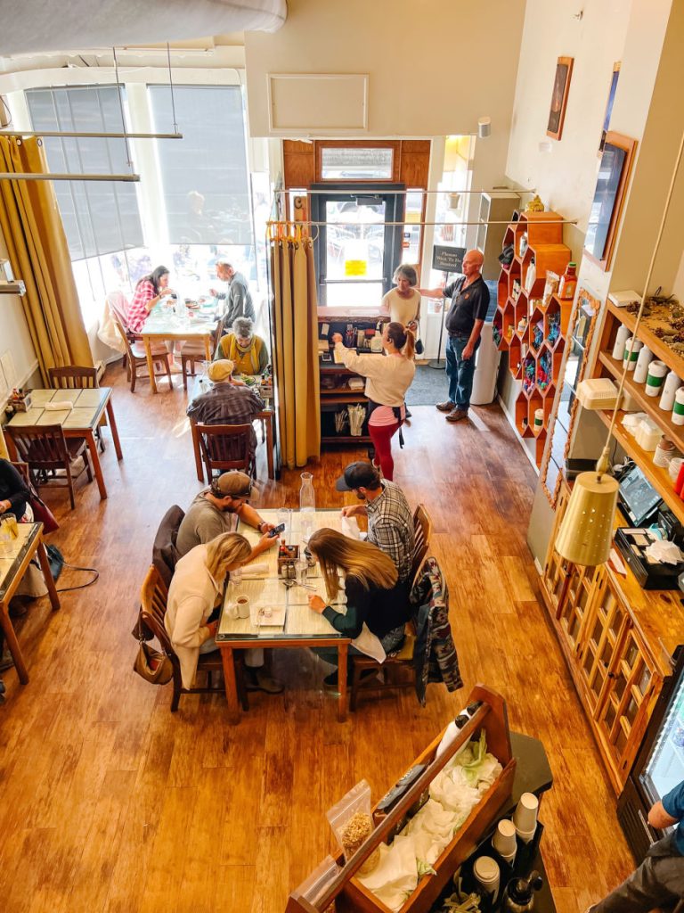 Looking down at the Catalyst cafe from the balcony
