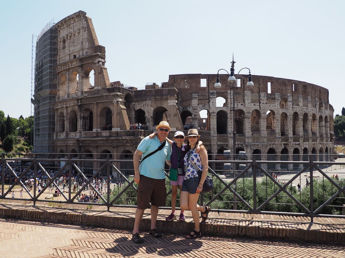 Family in front of the Colosseum