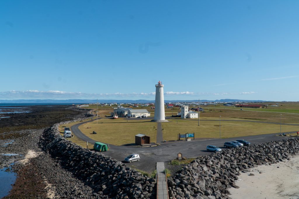 View from the Gardur lighthouse of the old lighthouse