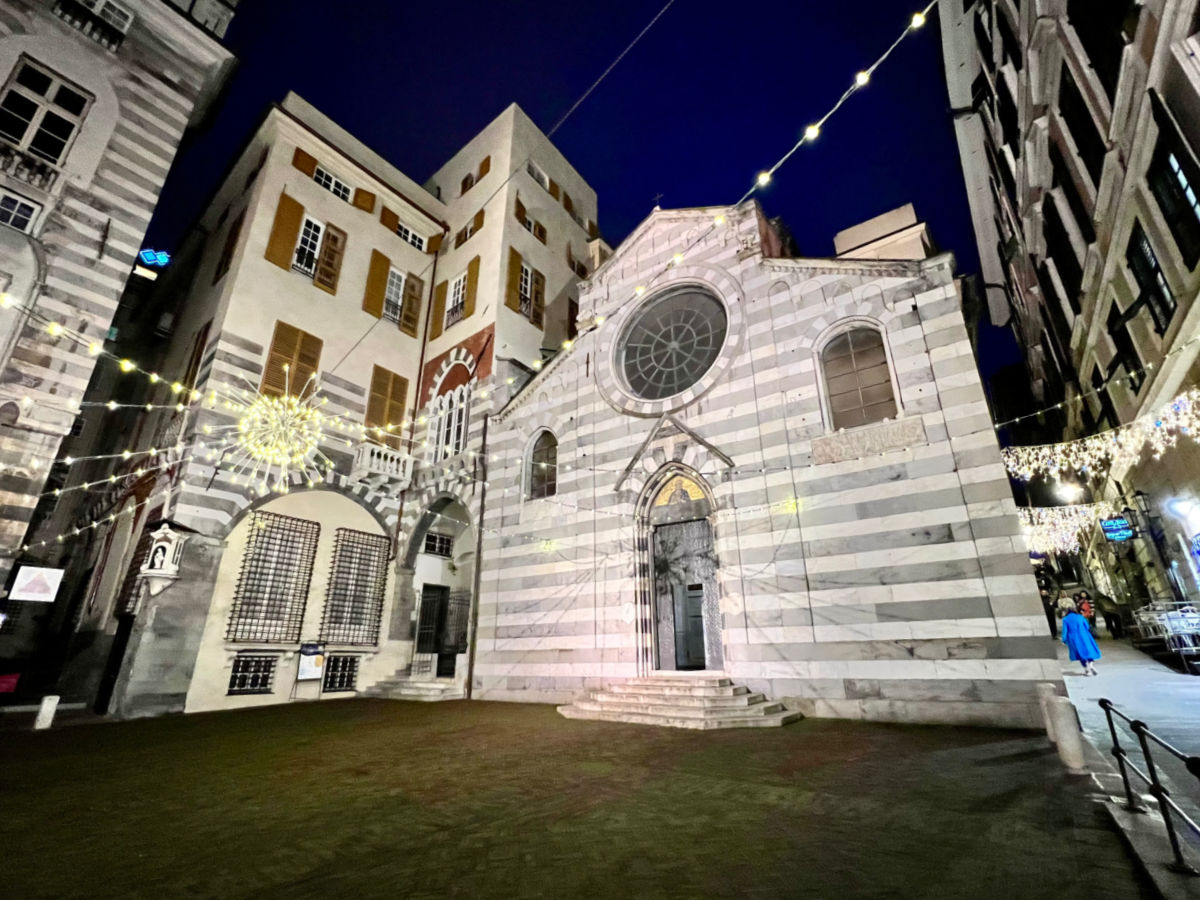 Church in Genoa at night