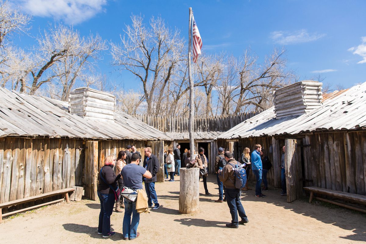 tour group at Fort Mandan ND
