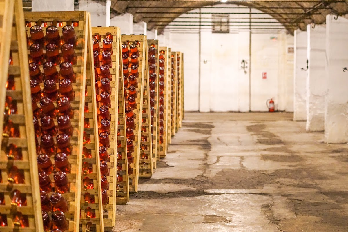 sparkling wine in cellar at Rhein Cellars