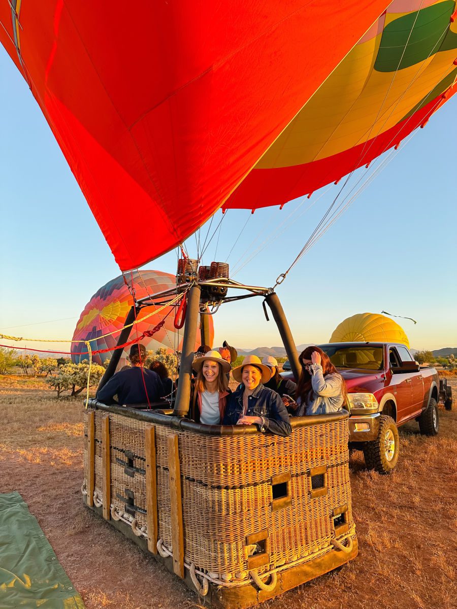 Kim and Tamara in balloon basket