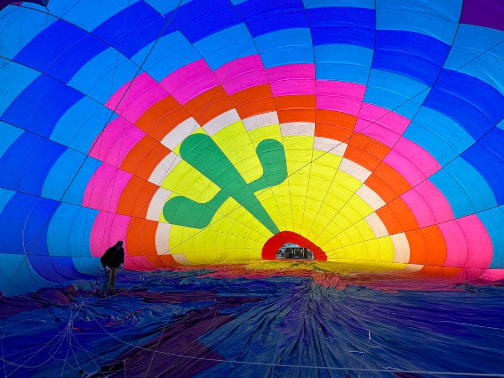 Inside the hot air balloon