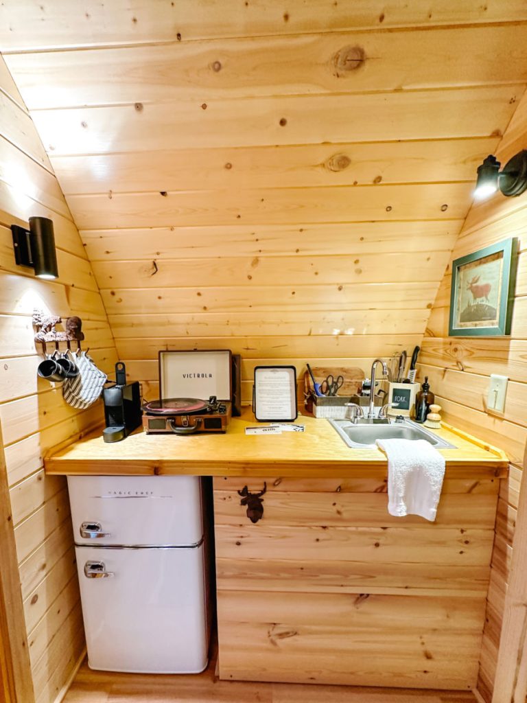 Kitchenette at Alpine Garden Glamping