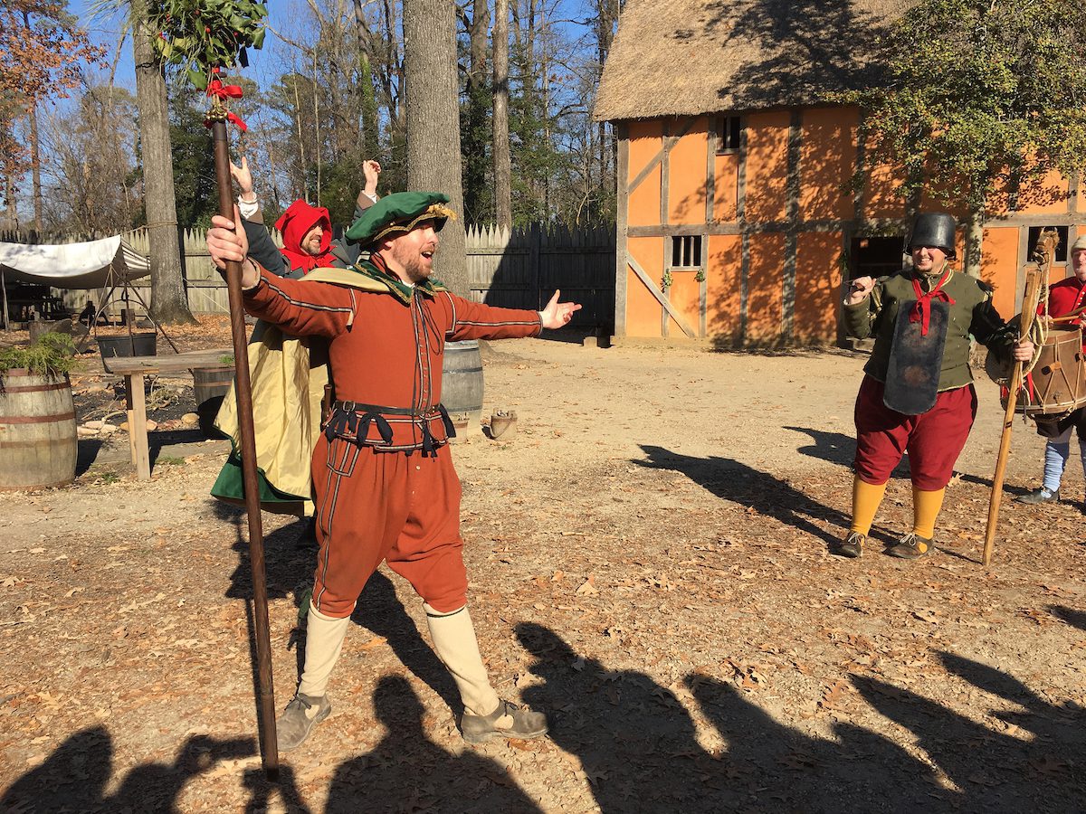 At Jamestown Settlement, "Christmastide in Virginia" features periodic appearances by the Lord of Misrule, known in England as the “grand captain of all mischief.” Jamestown-Yorktown Foundation photo.