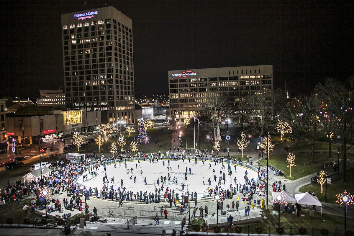 ice rink in downtown Worcester