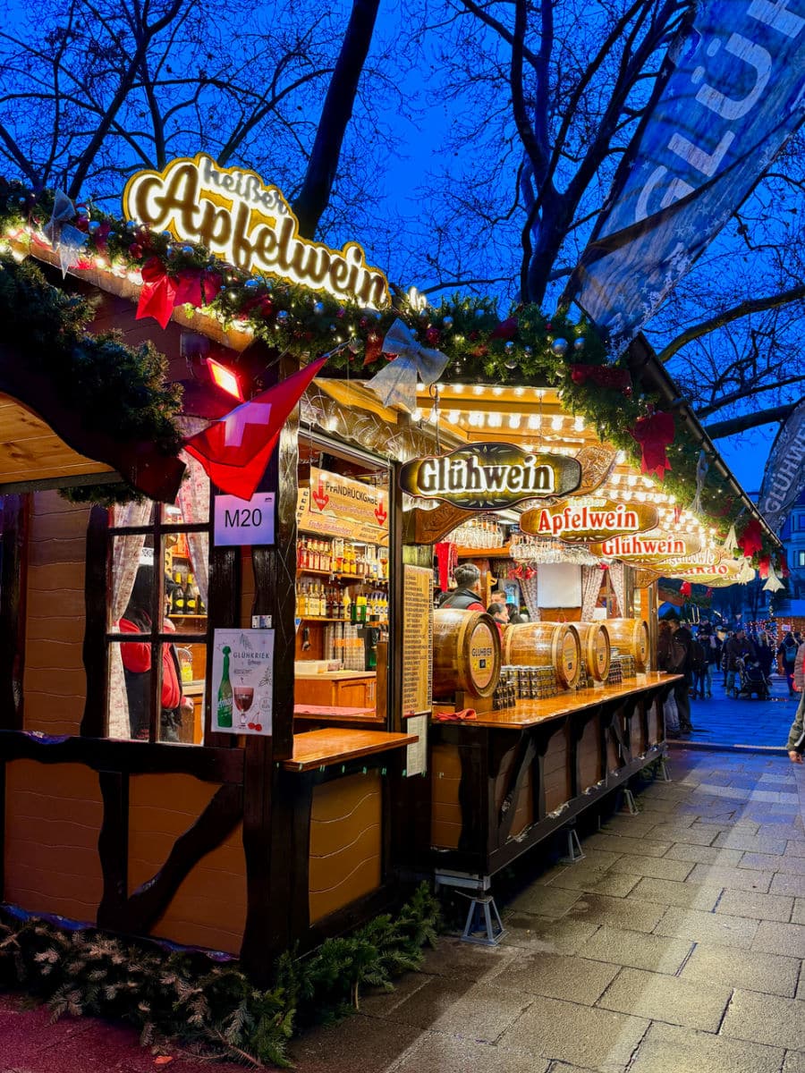 Apfelwein stand at German Christmas market