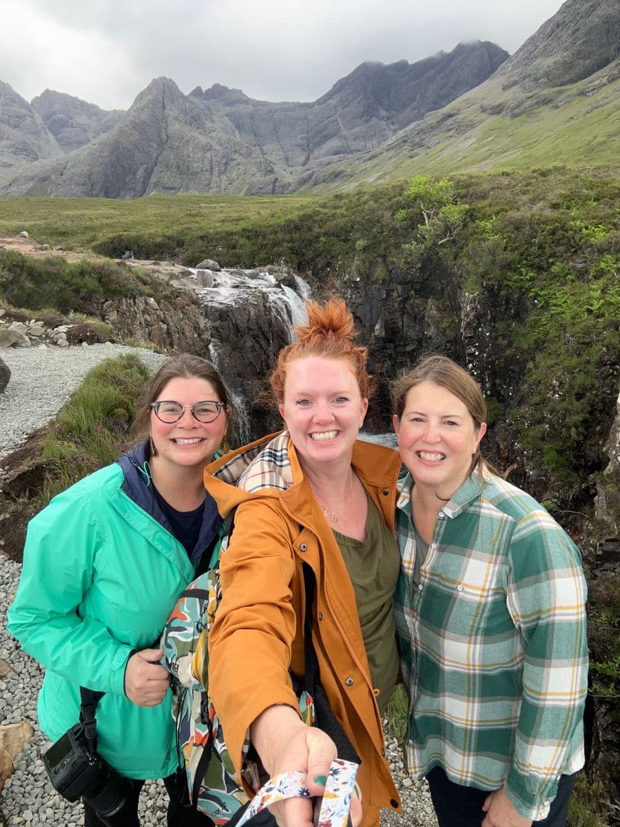 Amanda, Keryn, and Tamara at the Fairy Pools