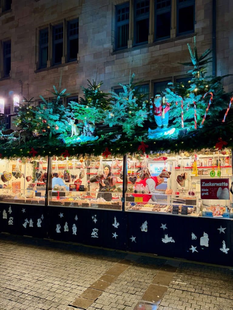 Stuttgart nuts and bakery stall with trees on top