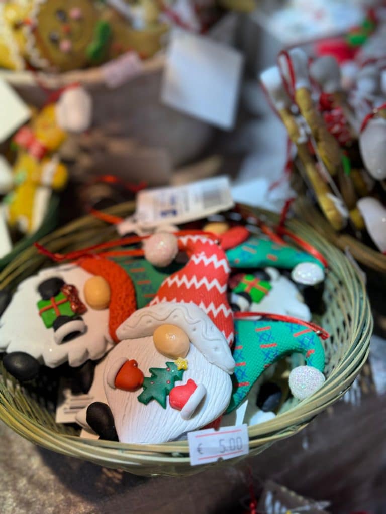 Christmas gnome ornaments at the Trier Christmas Market in Germany
