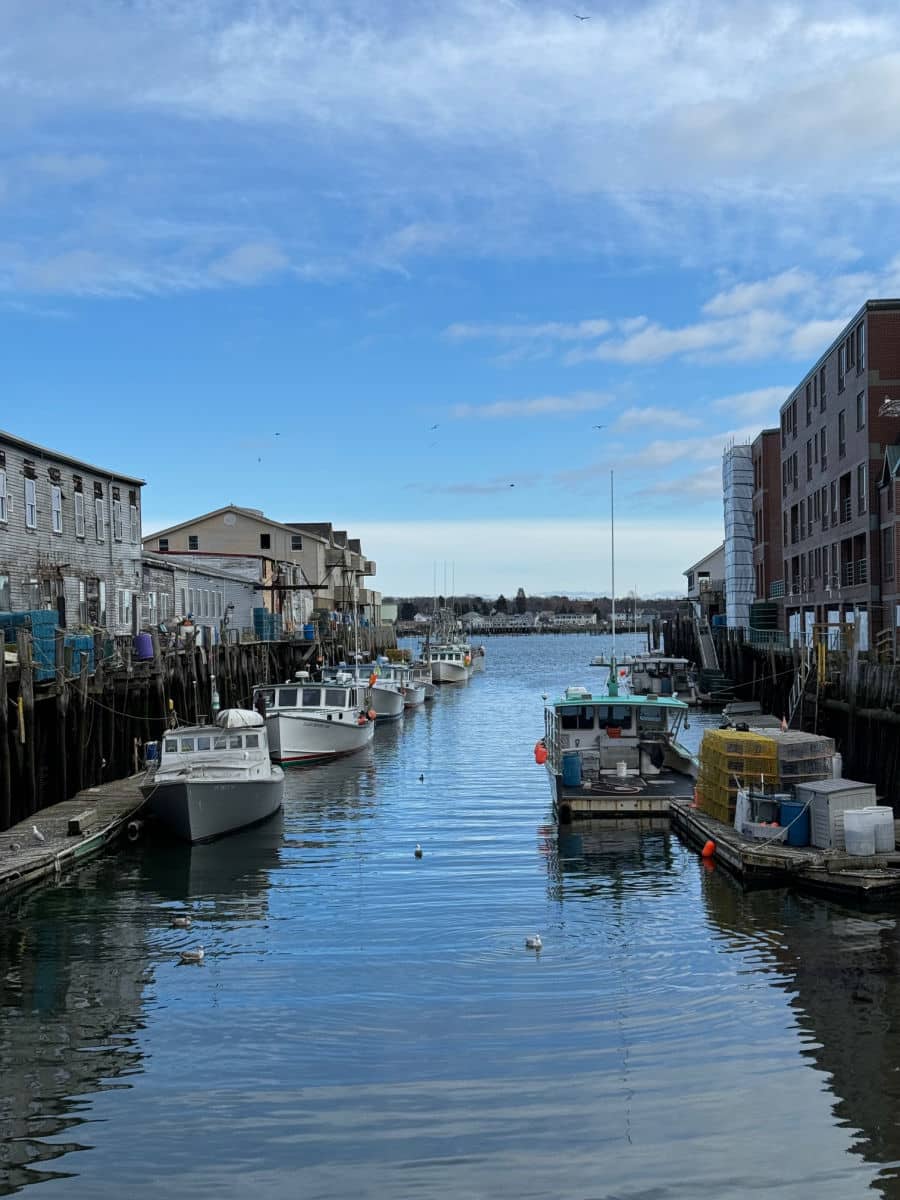 Fishing boats on the wharves in Portland maine
