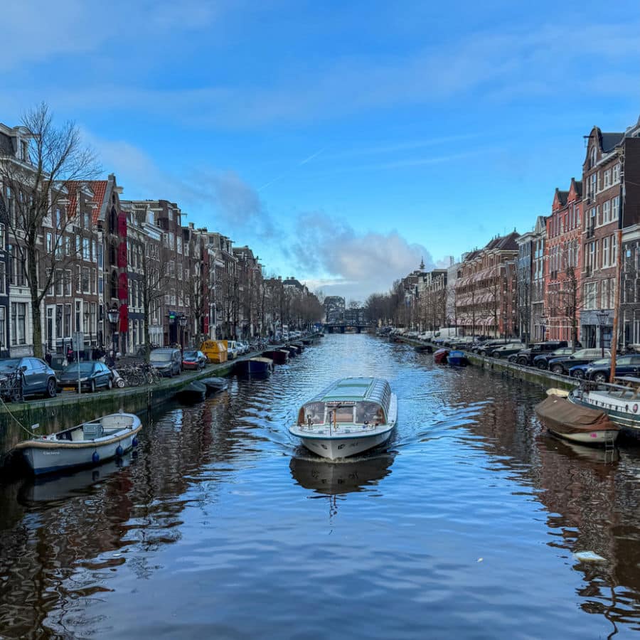 boat in Canal in Amsterdam