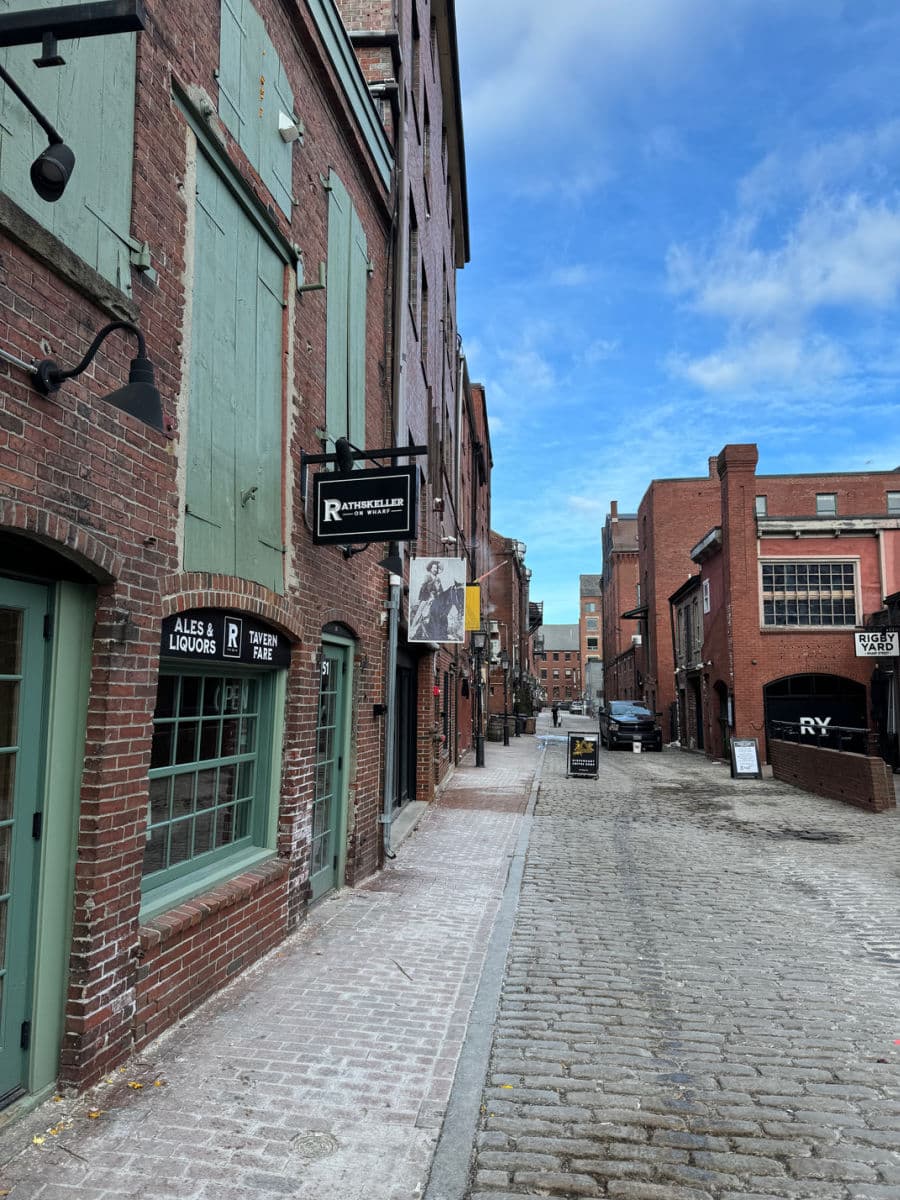 cobblestone street in Old Port