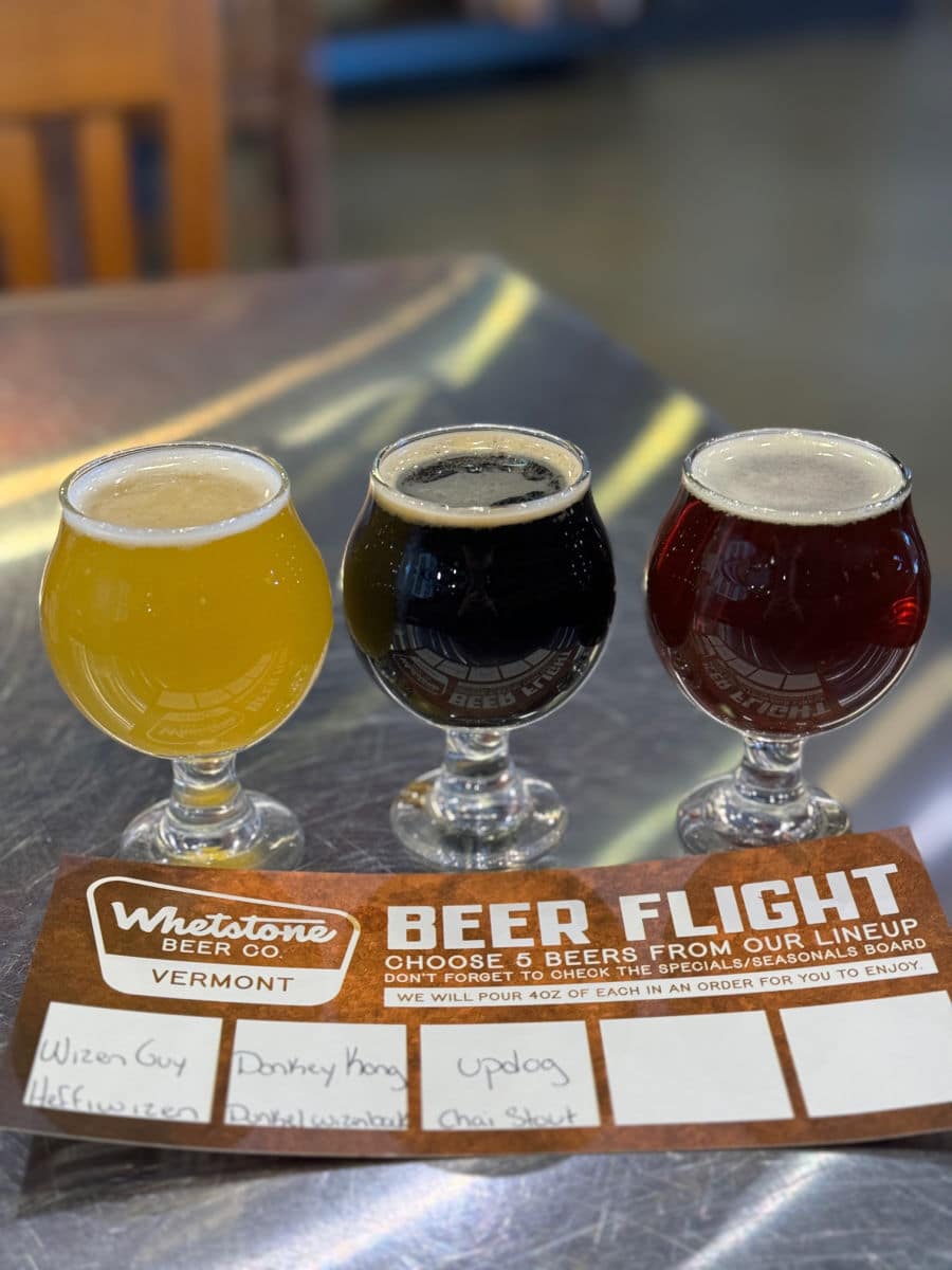 Beer flight at Whetstone Beer Co